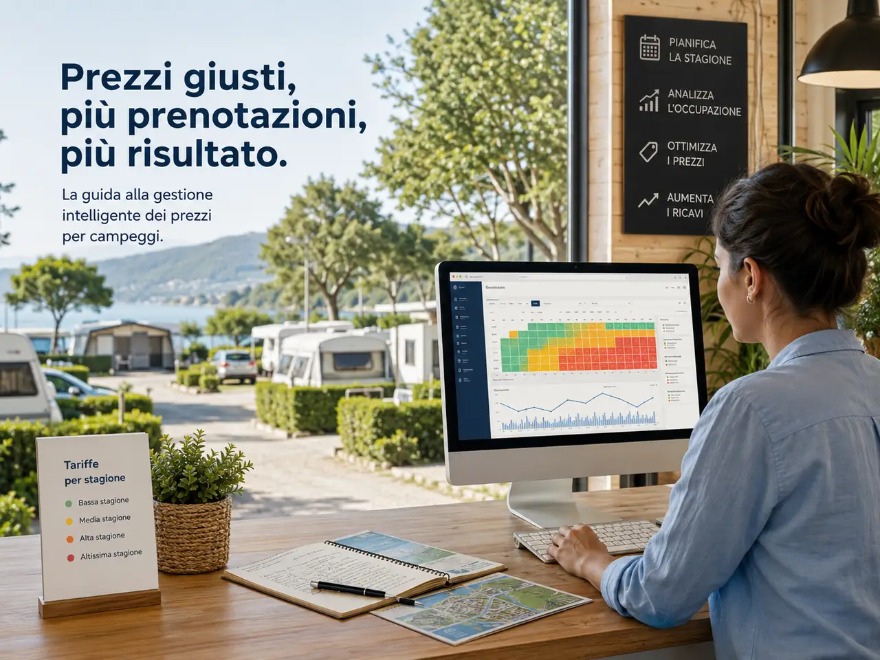 Reception campeggio con analisi delle tariffe stagionali